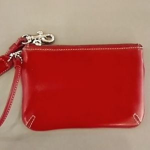 Coach red leather wristlet